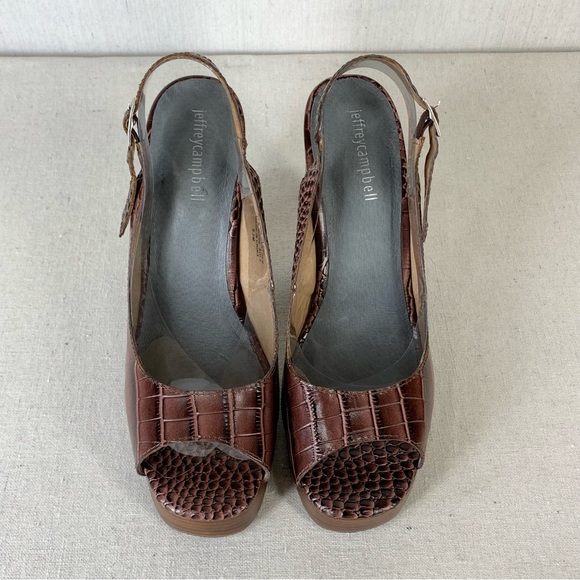 Jeffrey Campbell Michlene Leather Sling Back Peep Toe Platform Pumps - Size 9.5 - Picture 9 of 13